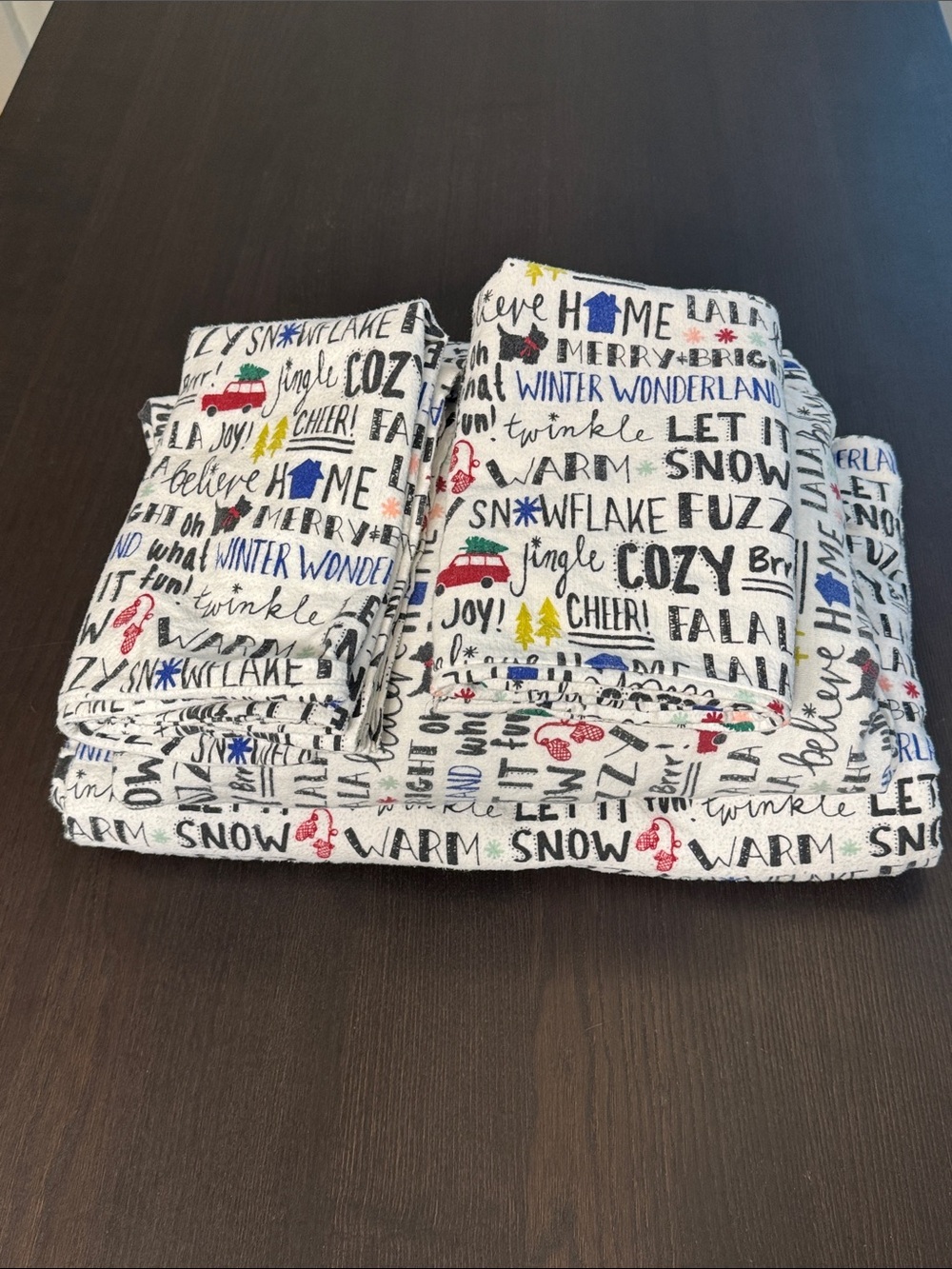 Cozy Winter Words 4-Piece Flannel Sheet Set - Queen